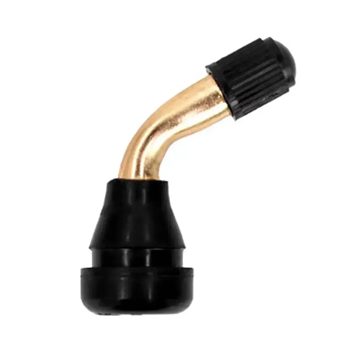 Válvula Tubeless Curva 135° PVR60 – Compatible con Ruedas de Patinete eléctrico, vista lateral muestra estructura metálica resistente en OmmviShop.